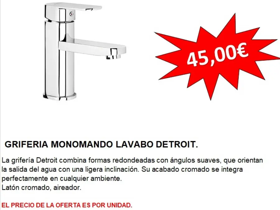 Grifería monomando lavabo Detroit