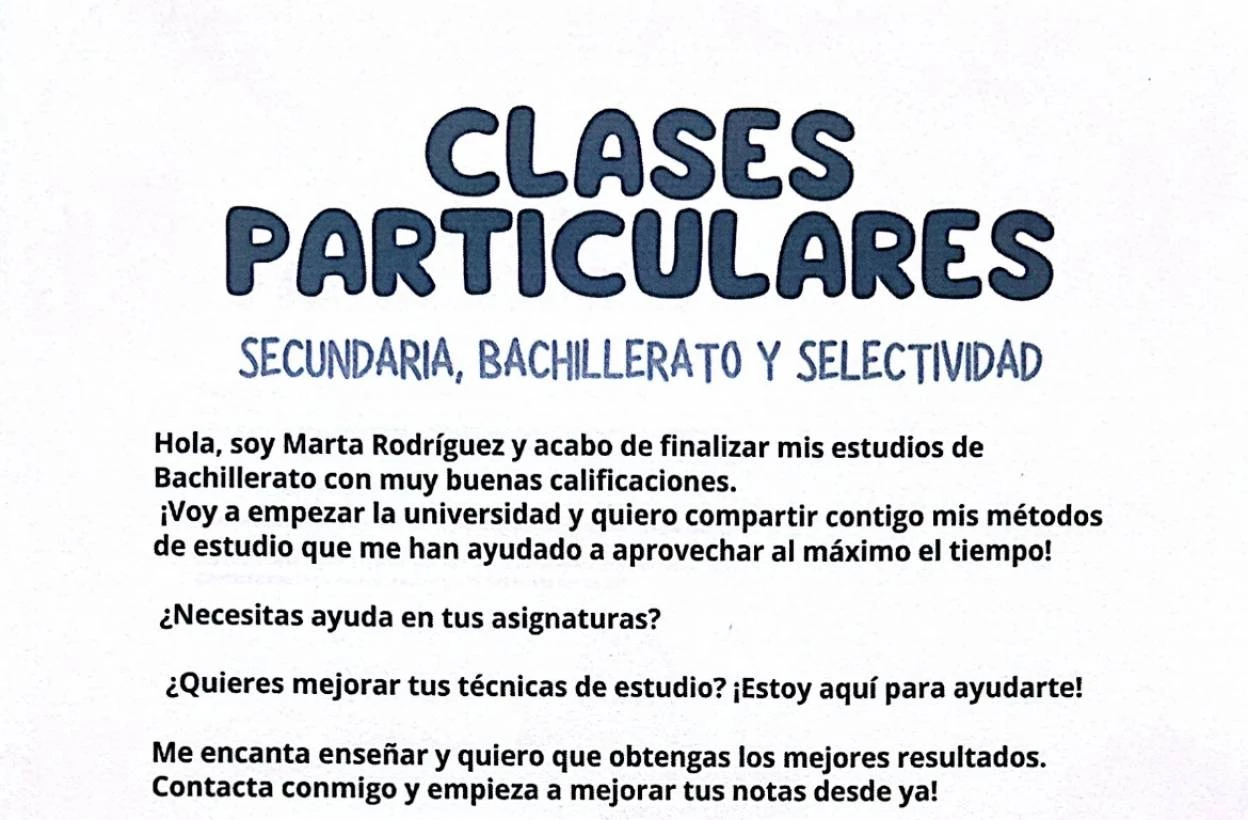 CLASES PARTICULARES ESO Y BACHILLERATO