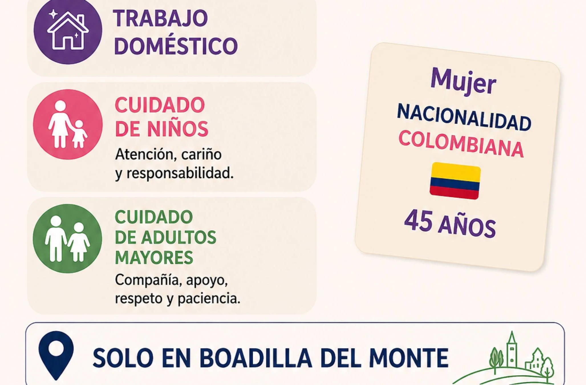 Empleada hogar zona Las Rozas,